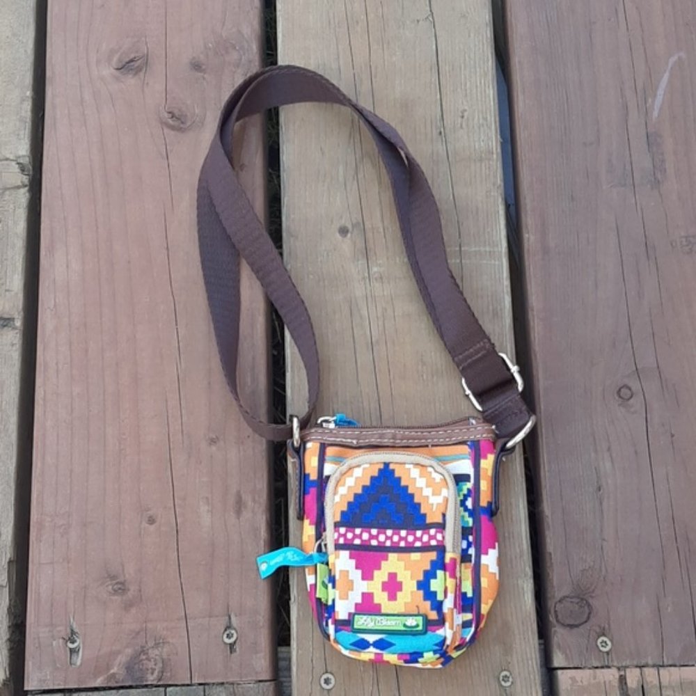 Lily Bloom Camera Bag Orange White Blue Brown Aztec Pattern